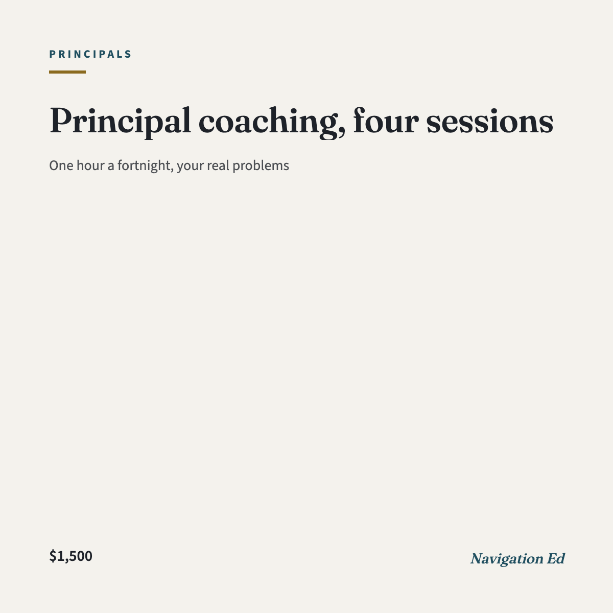 One-on-one principal coaching, four sessions