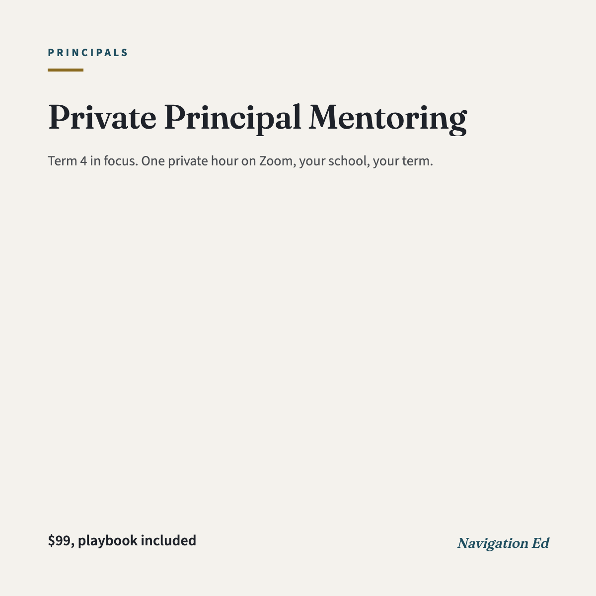 Private Principal Mentoring — Term 4 in Focus