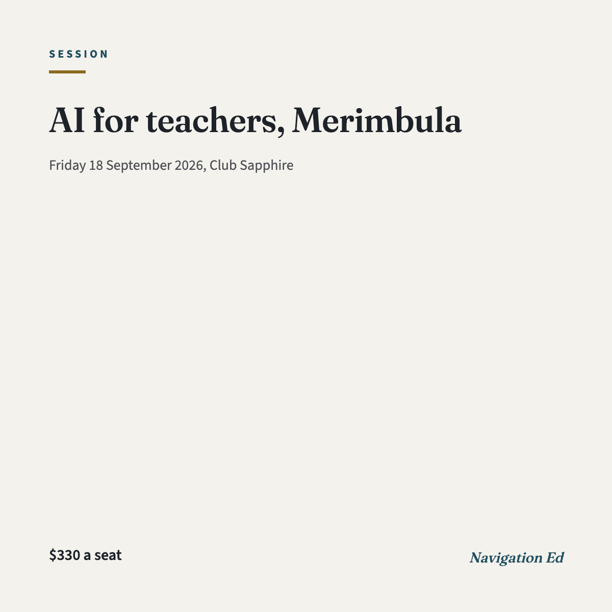 Seat: AI for teachers, Merimbula, Friday 18 September 2026